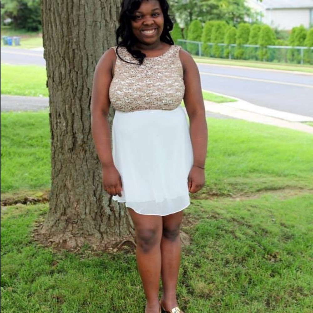 White & Gold Sequin Dress